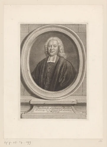 Portret van Friedrich Ludwig Müller by Georg Friedrich Schmidt, print, 1722-1775