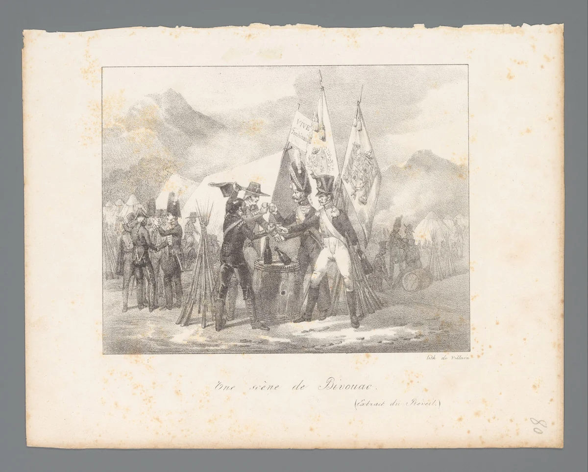 Militair kampement by anonymous, print, 1823