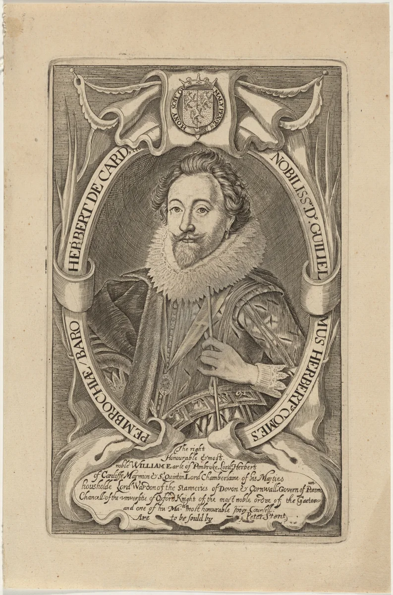 William Herbert, Third Earl of Pembroke by Anonymous Artist; Simon van de Passe, print, 1595-1647