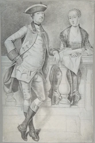 Study for a Portrait of an Officer and His Wife by Arthur Devis, drawing, 1751-1763