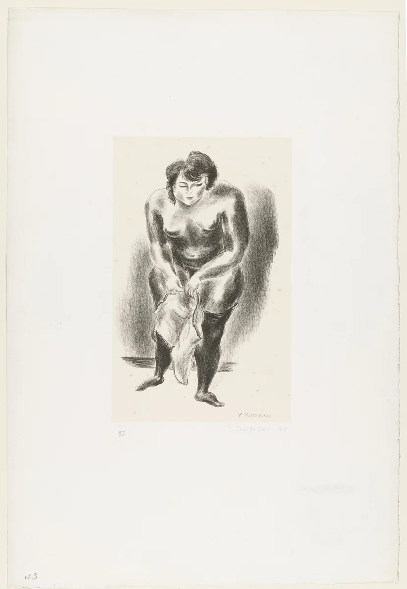 Girl Putting on a Chemise by Yasuo Kuniyoshi, print, 1928