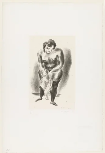 Girl Putting on a Chemise by Yasuo Kuniyoshi, print, 1928