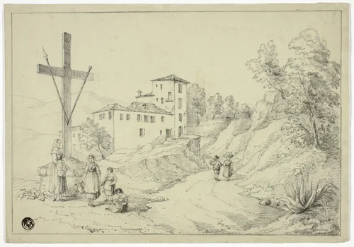 On the way from Val' Oscuro to Nice by Elizabeth Murray, drawing, 1842