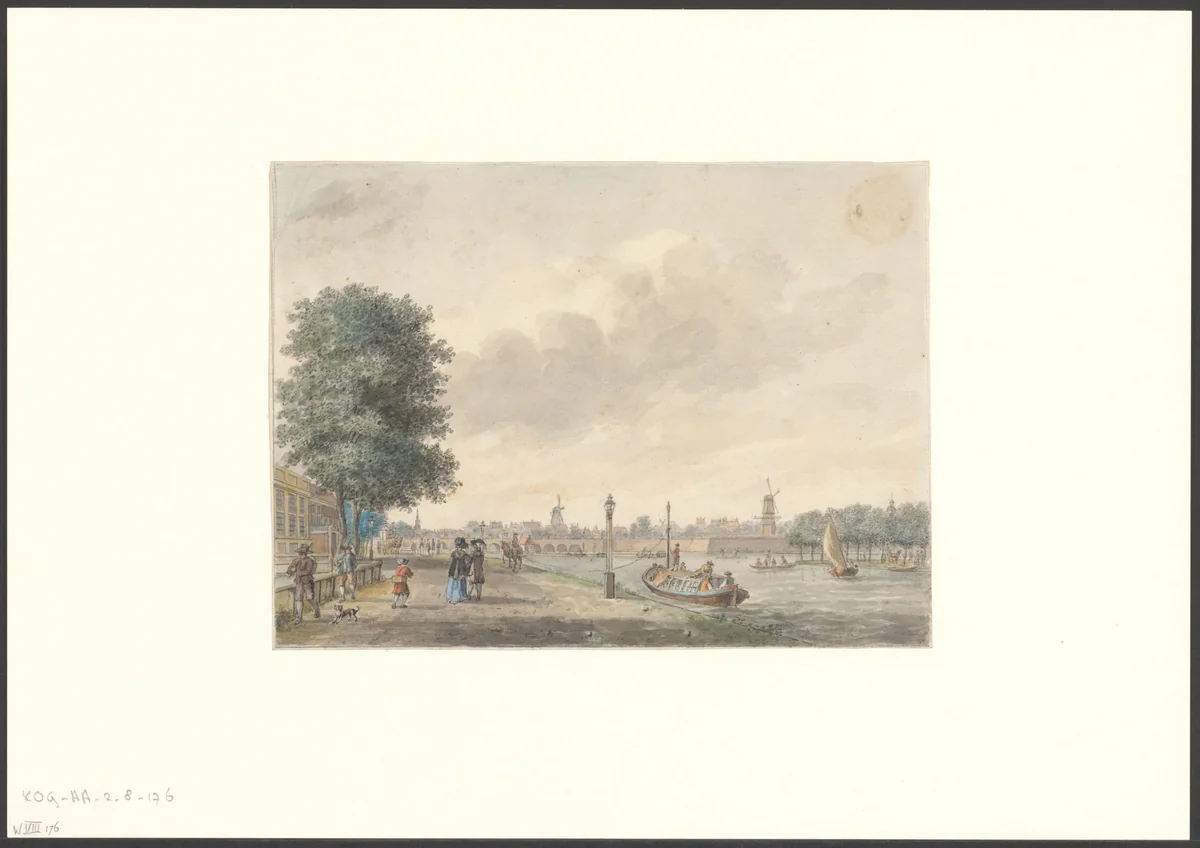 Gezicht op de Hogesluis bij Amsteldijk by Hermanus Petrus Schouten, drawing, 1757-1822