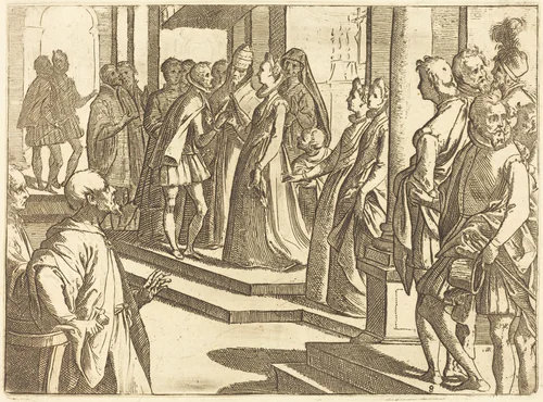 The Betrothal of Margaret of Austria to Philip III, King of Spain by Raffaello Schiaminossi, print, 1612