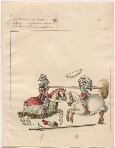 Mock Joust of War with Flying Shields and Without Bevors by German 16th Century, drawing, 1515