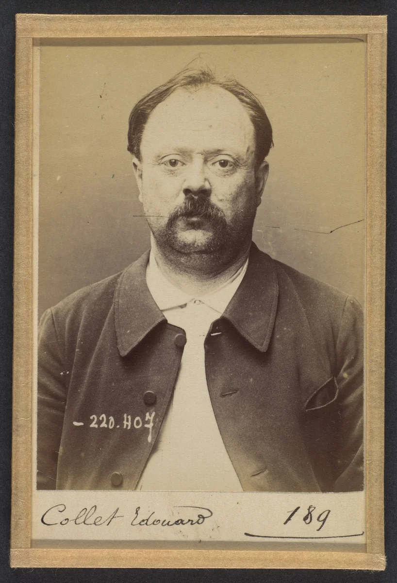 Collet. Edouard, Jean-Baptiste. 44 ans, né le 6/1/50 à Paris XVlle. Ciseleur. Anarchiste. 2/7/94. by Alphonse Bertillon, photograph, 1894