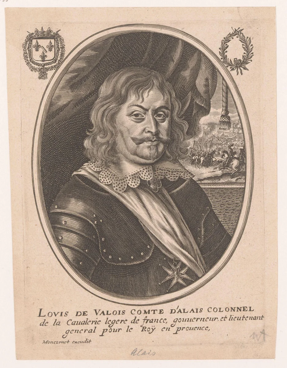 Portret van Louis Emmanuel de Valois by anonymous, print, 1646-1668