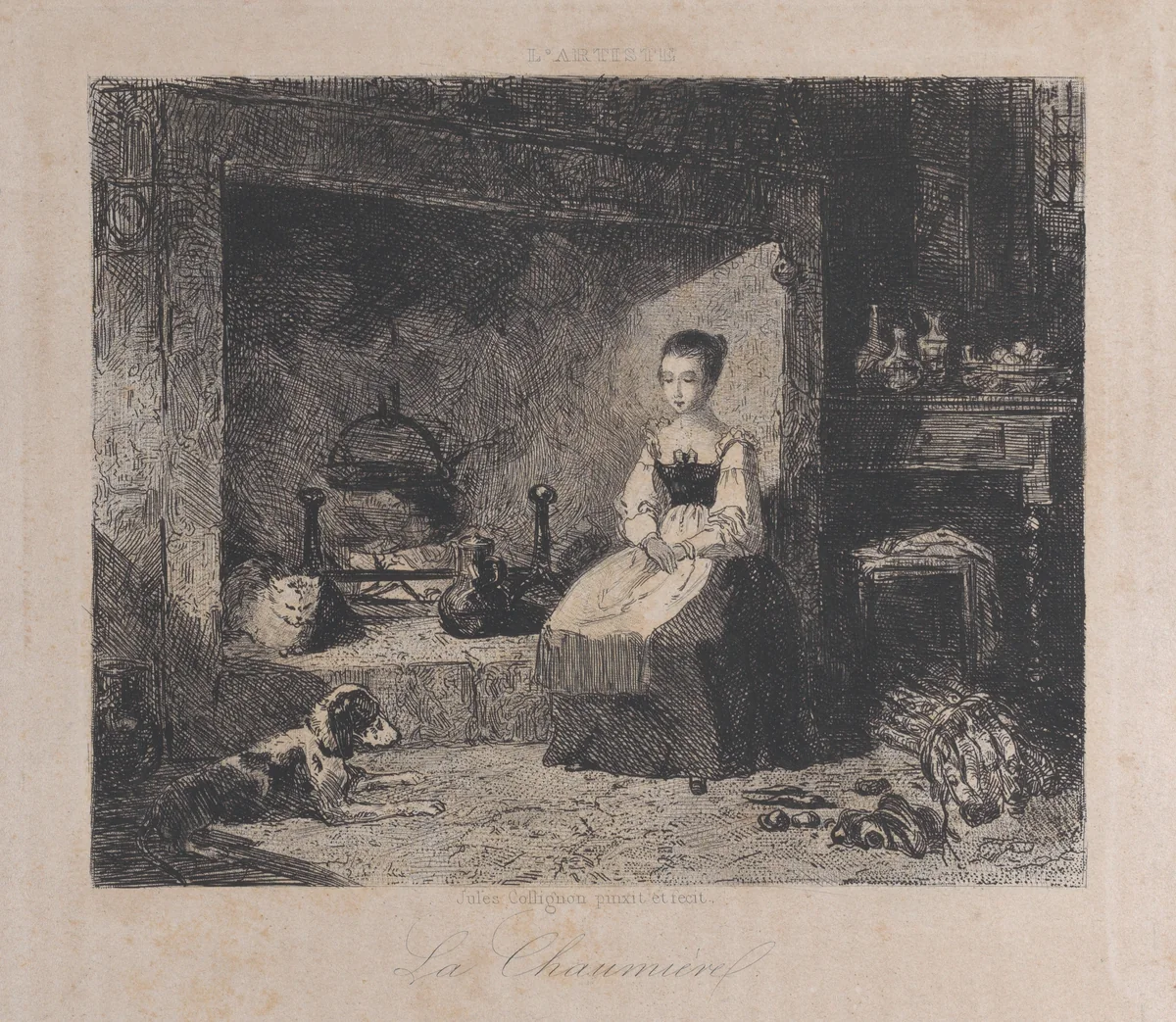 The Cottage (La Chaumière) by François Jules Collignon, print, 1800-1850
