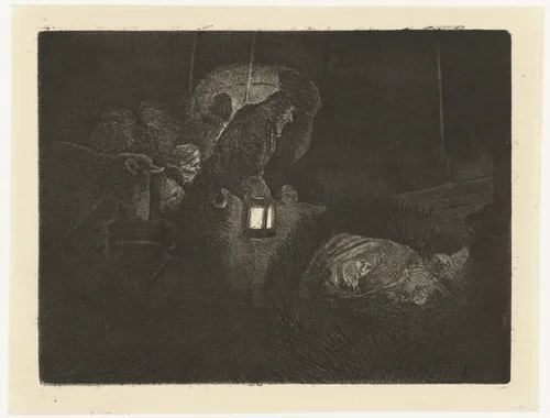 The adoration of the shepherds: a night piece by Rembrandt van Rijn, print, 1850-1906