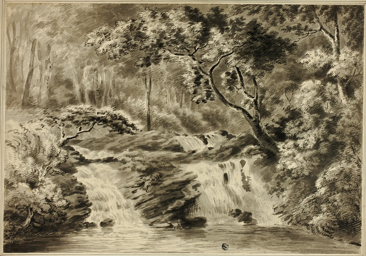 Waterfalls and Woods by Amos Green, drawing, 1700-1799
