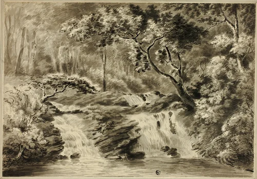 Waterfalls and Woods by Amos Green, drawing, 1700-1799