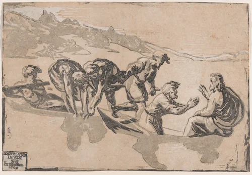 The Miraculous Draught of Fishes, after Raphael by Niccolò Vicentino, print, 1540-1550