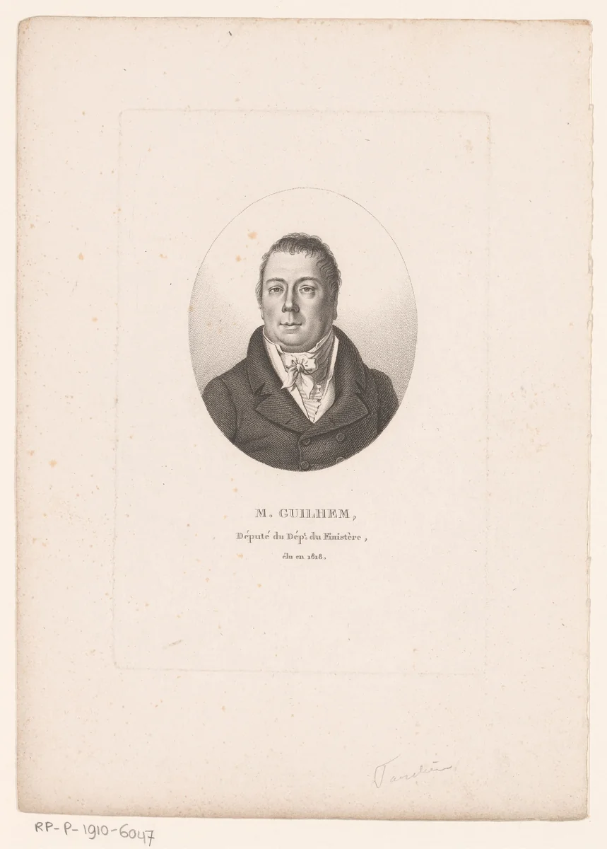 Portret van Jean-Pierre Olivier Guilhem by Ambroise Tardieu, print, 1820-1828