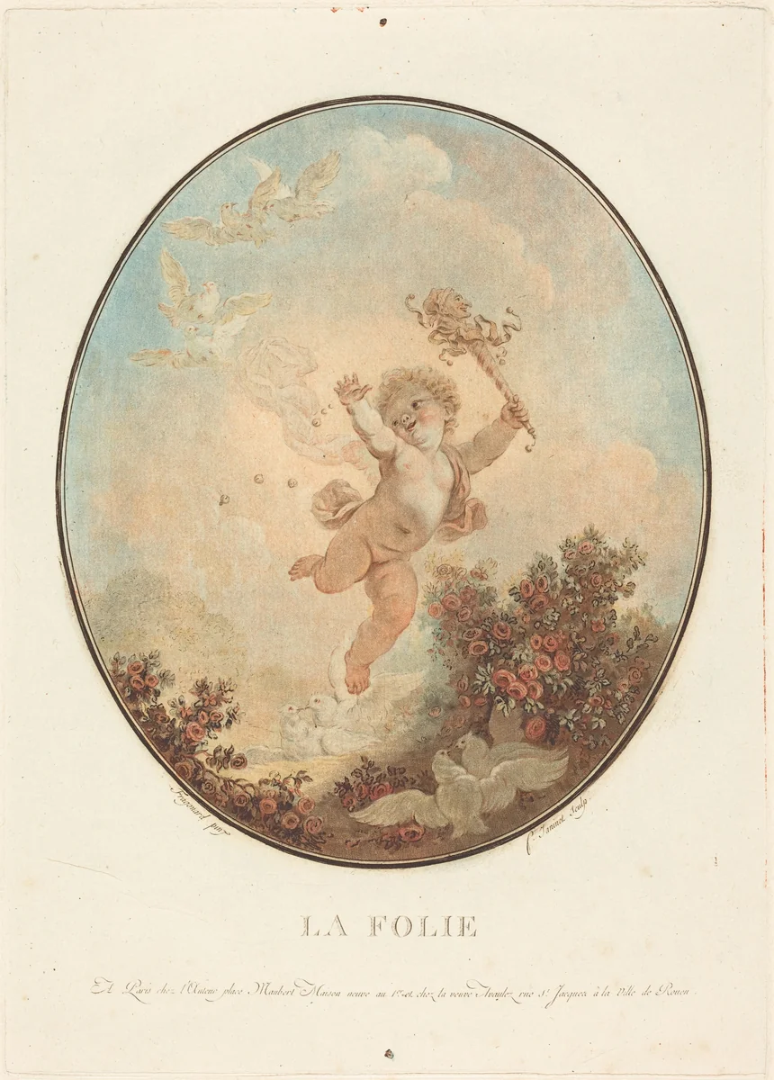 La folie by Jean-Honoré Fragonard, print, 1777