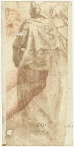 Mannelijke figuur ten halven lijve (voor een Aanbidding?) en een been by Federico Zuccaro, drawing, 1550-1609