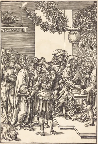 Pilate Washing His Hands by Lucas Cranach, print, 1509