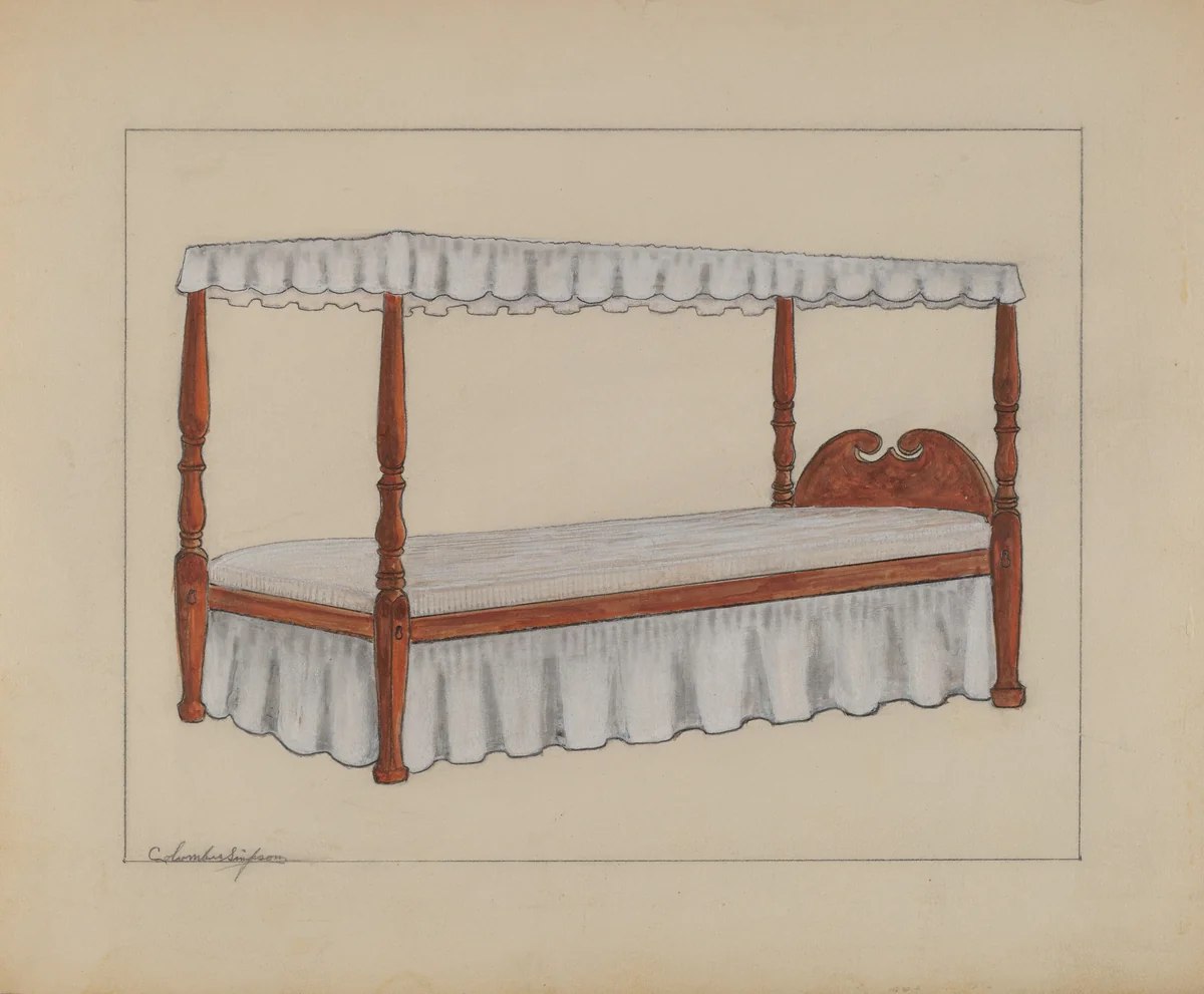 Four Poster Bed by Columbus Simpson, index of american design, 1937