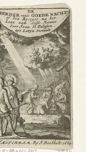 Aanbidding door de herders by Jan Luyken, print, 1684