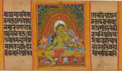 Green Tara, Folio from a dispersed Ashtasahasrika Prajnaparamita (Perfection of Wisdom) Manuscript by Mahavihara Master, painting, 1100-1133
