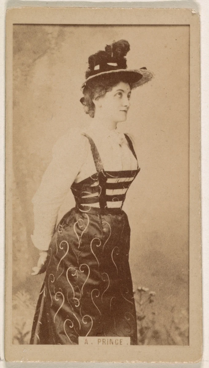 Adelaide Prince, from the Actresses series (N245) issued by Kinney Brothers to promote Sweet Caporal Cigarettes by Kinney Brothers Tobacco Company, photograph, 1890