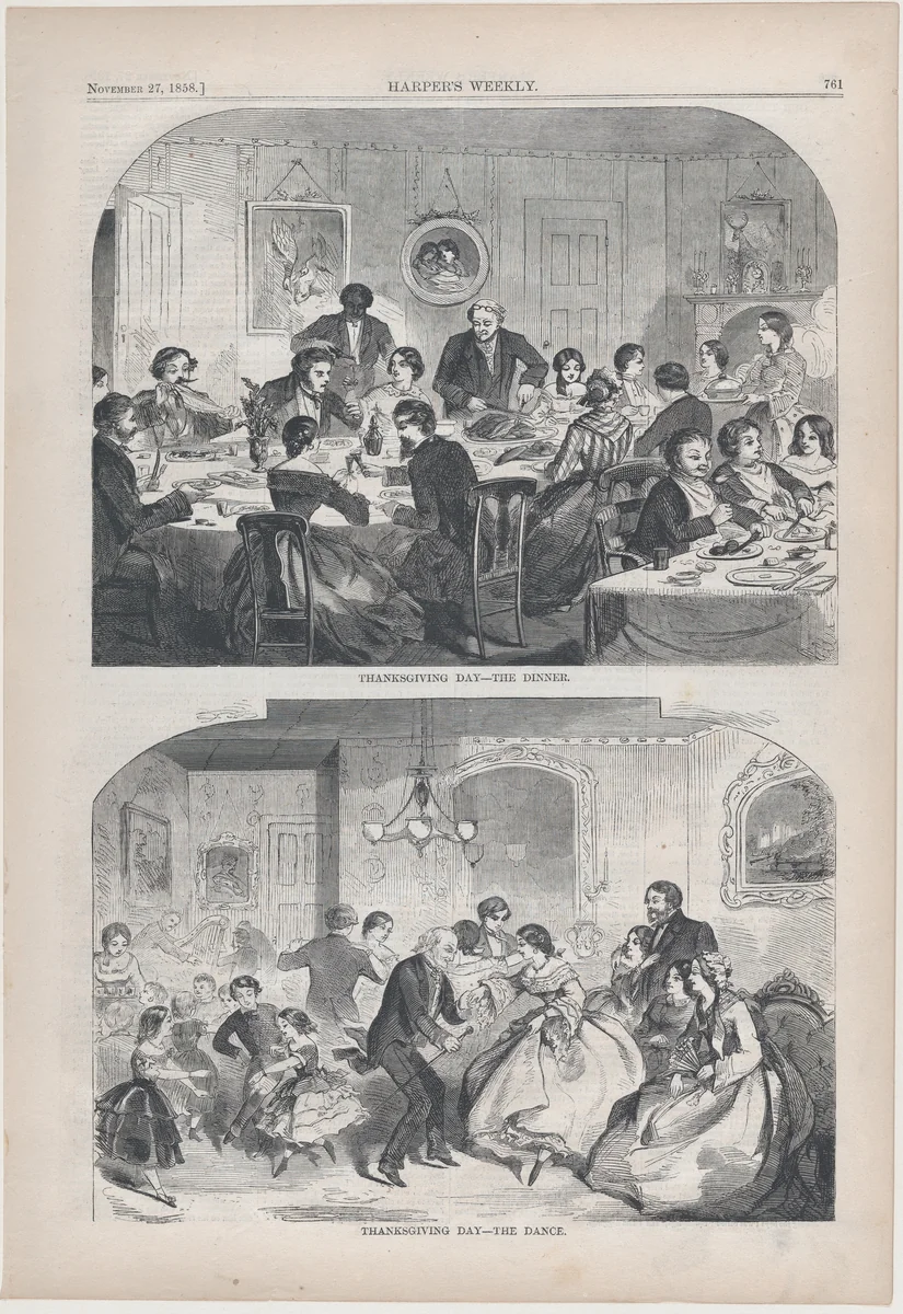 Thanksgiving Day – The Dance (from "Harper's Weekly," Vol. II) by Winslow Homer, print, 1858