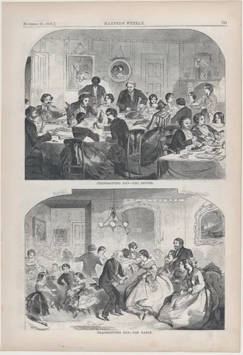 Thanksgiving Day – The Dance (from "Harper's Weekly," Vol. II) by Winslow Homer, print, 1858
