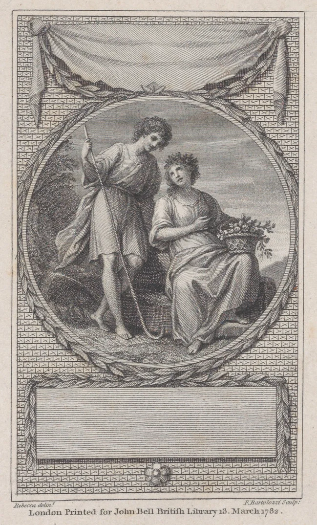 Idyll: Frontispiece to "The Poets of Great Britain, Complete from Chaucer to Churchill" by Francesco Bartolozzi, print, 1782