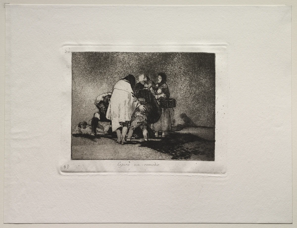 The Horrors of War: There Was Nothing to be Done and He Died by Francisco de Goya, print, 1810-1820