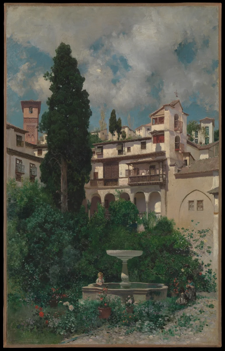 A Spanish Garden by Martín Rico, painting, 1871