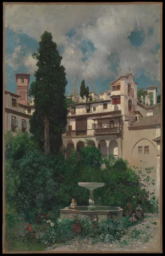 A Spanish Garden by Martín Rico, painting, 1871