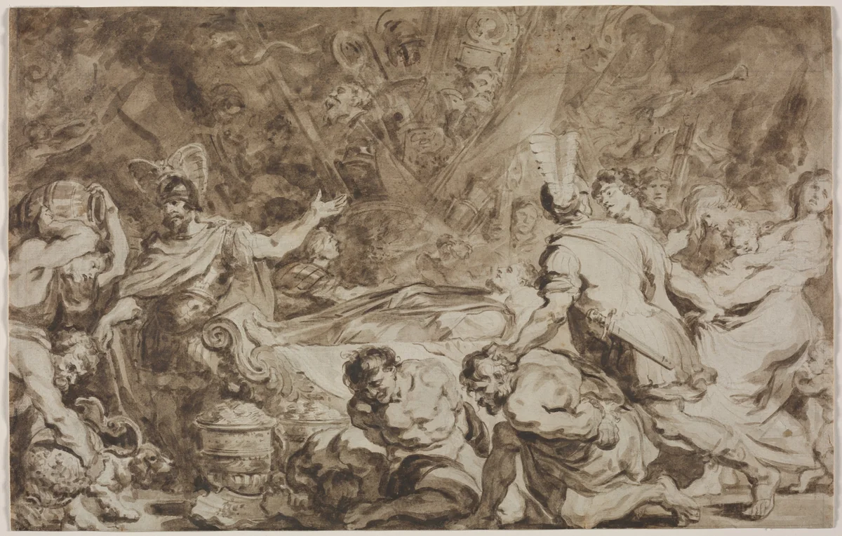 The Funeral of Decius Mus by Jean Honoré Fragonard, drawing, 1774