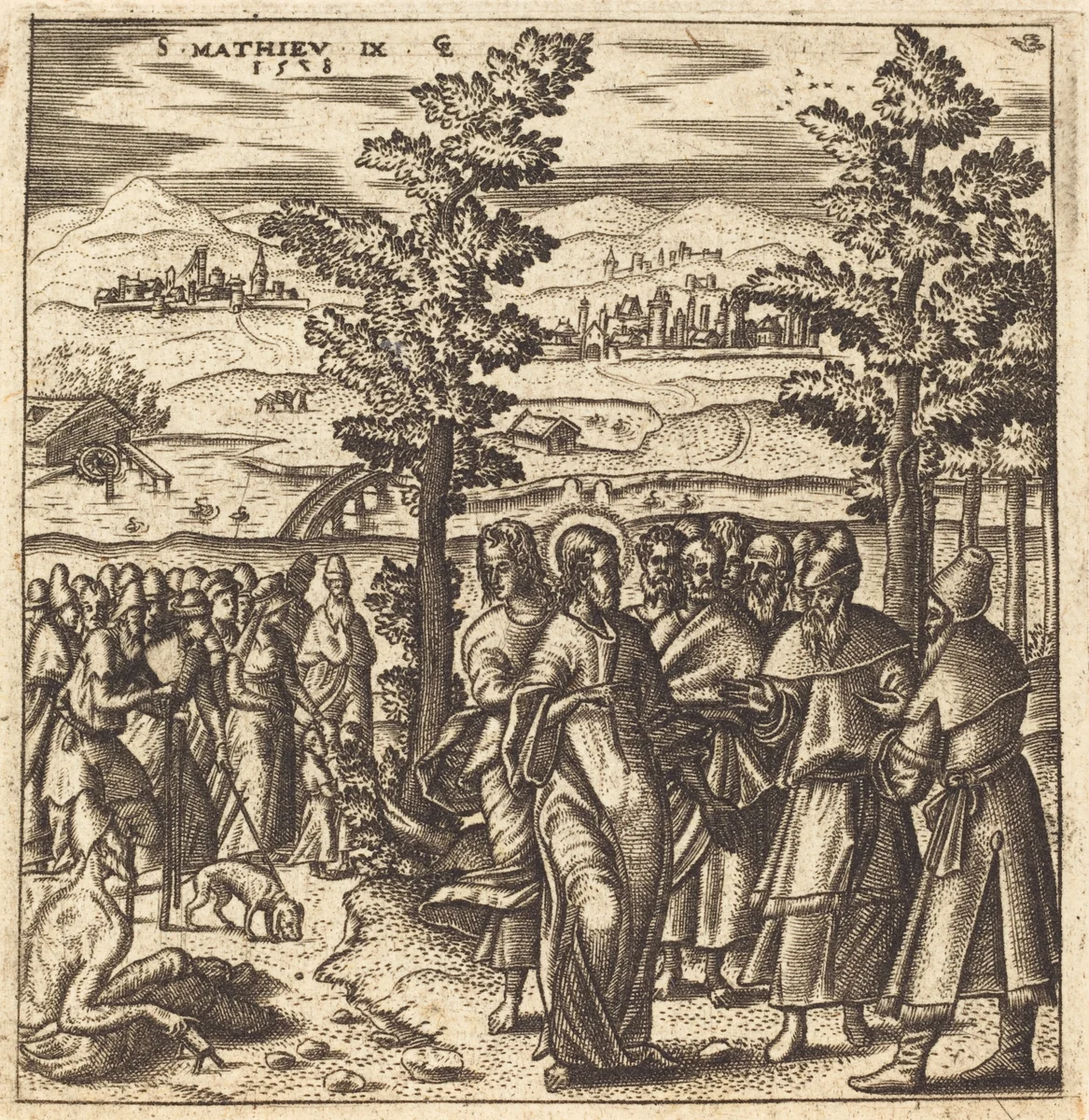 If I only Touch His Garments, I shall be Made Well by Léonard Gaultier, print, 1578