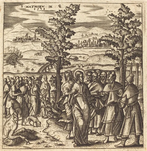 If I only Touch His Garments, I shall be Made Well by Léonard Gaultier, print, 1578