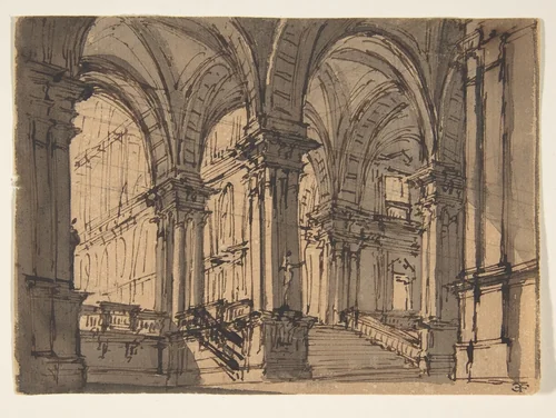 Design for Stage Set by Giovanni Battista Natali, drawing, 1698-1765