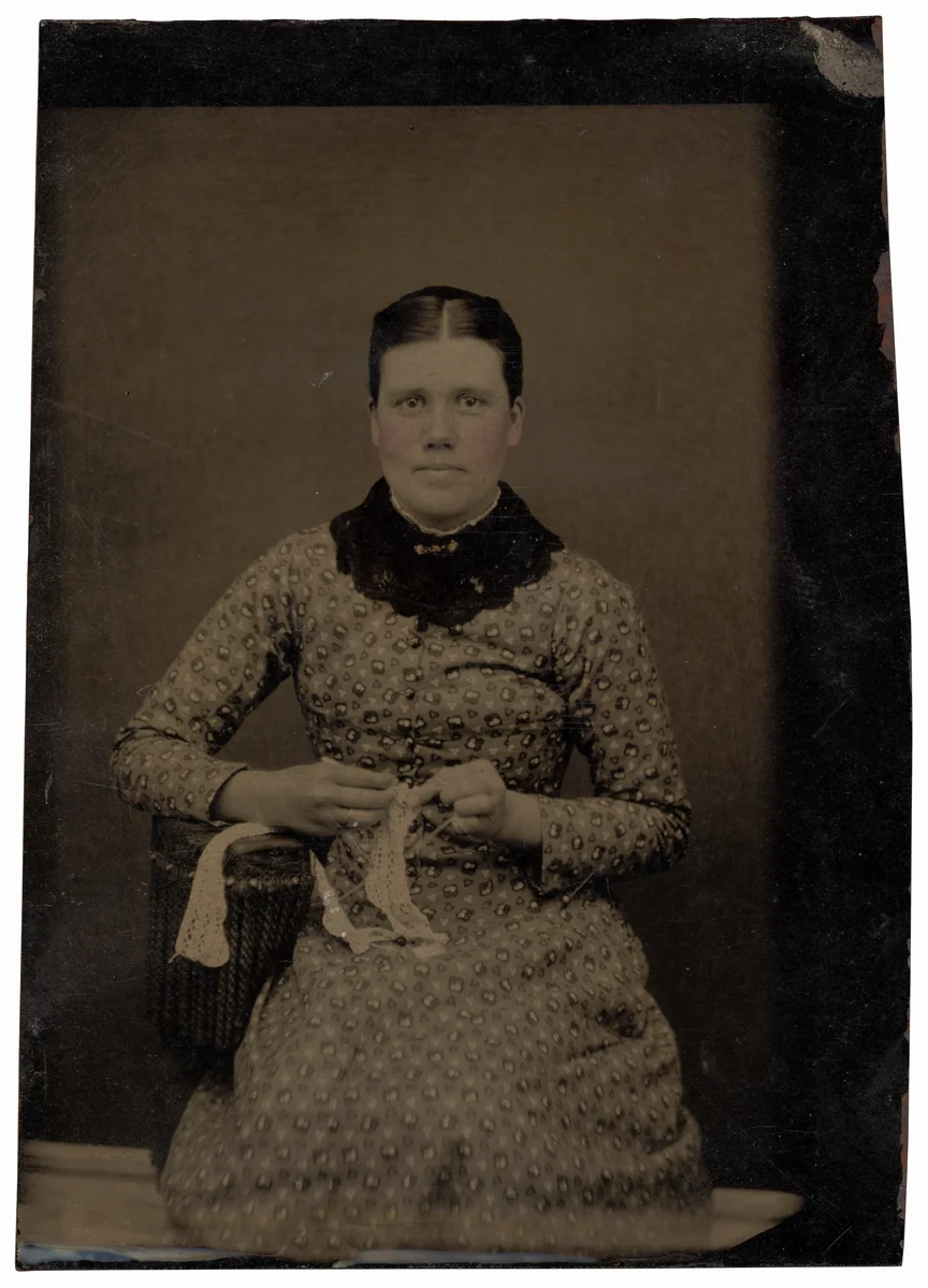Portrait of a Woman Tatting by American 19th Century, photograph, 1880-1889