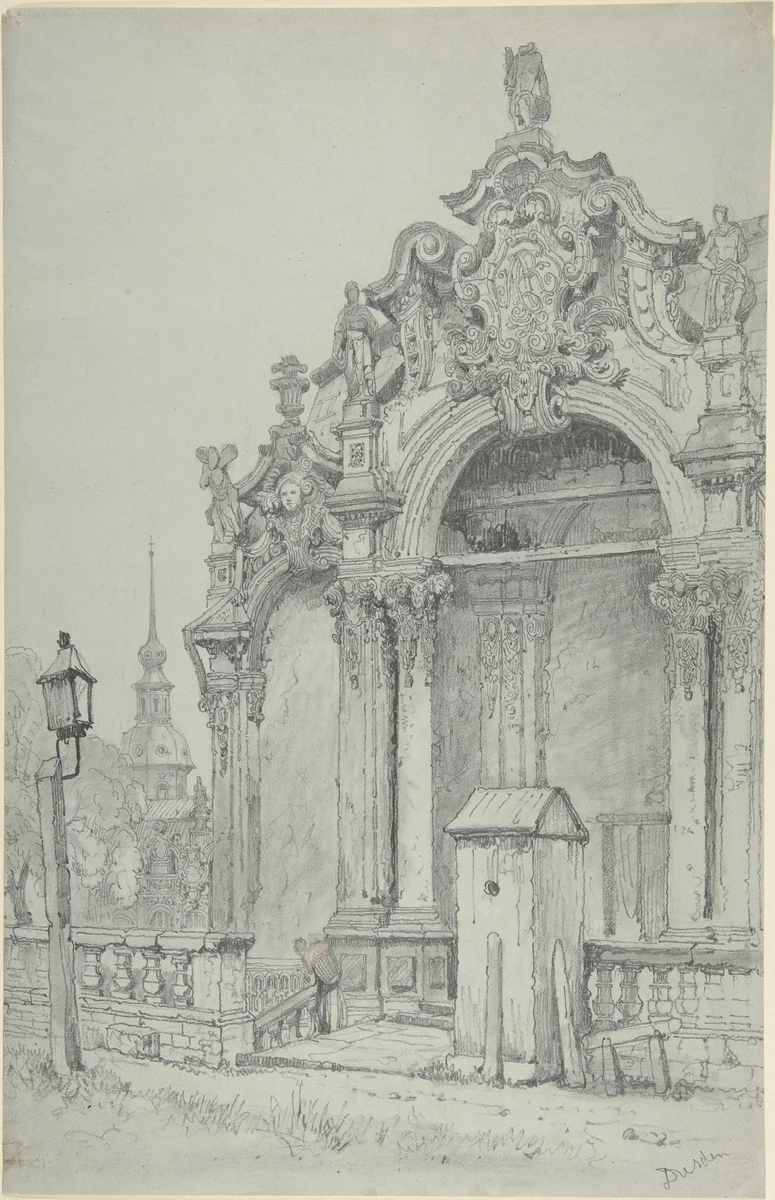 The Zwinger, Dresden by Samuel Prout, drawing, 1828-1838