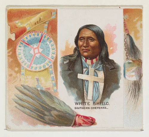 White Shield, Southern Cheyenne, from the American Indian Chiefs series (N36) for Allen & Ginter Cigarettes by Allen & Ginter, print, 1888