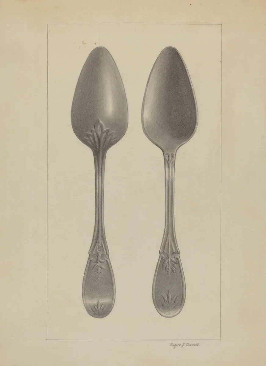 Pewter Spoon by Eugene Barrell, index of american design, 1936