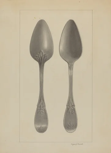 Pewter Spoon by Eugene Barrell, index of american design, 1936
