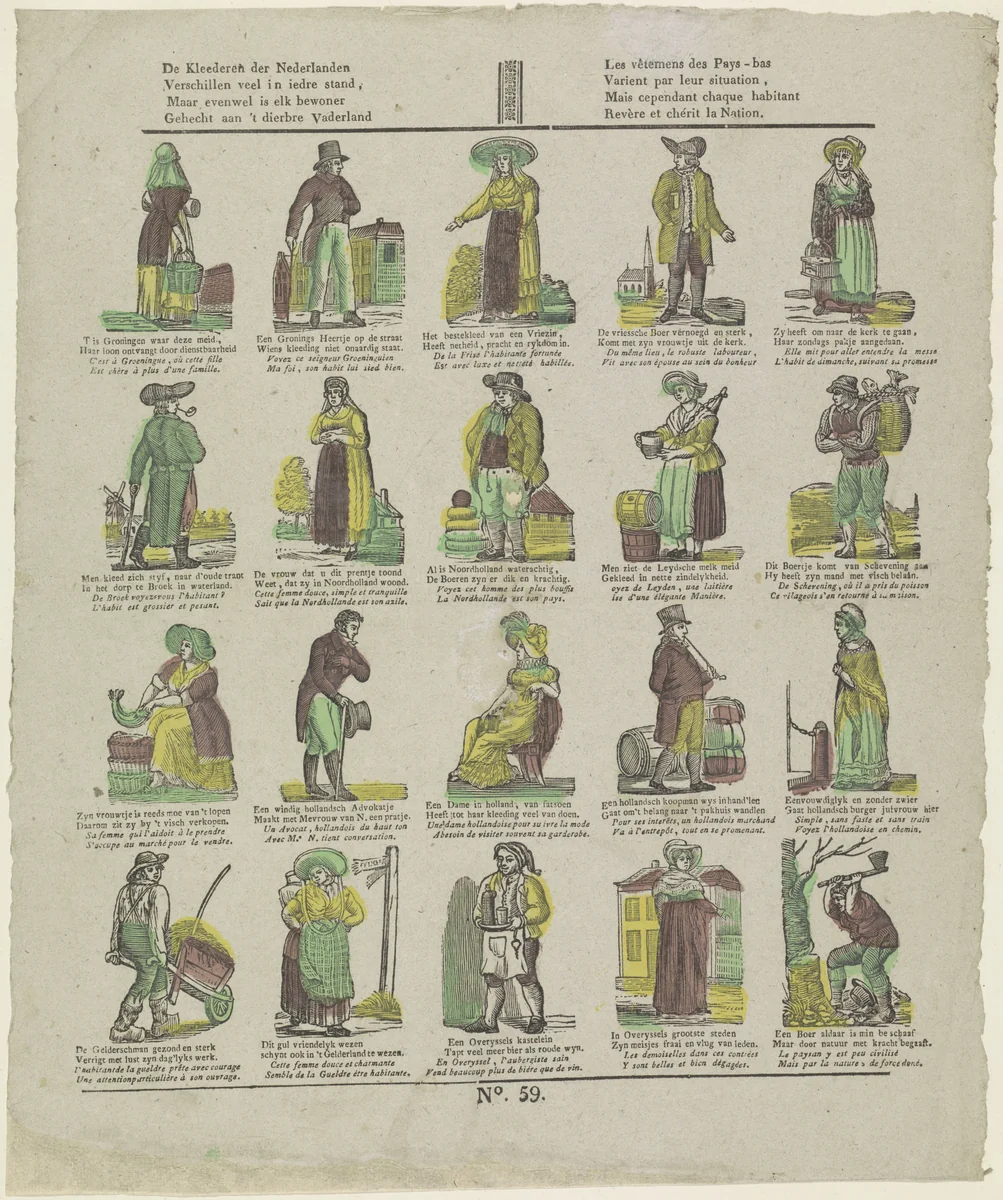 De kleederen der Nederlanden / Verschillen veel in iedre stand [(...)] by Philippus Jacobus Brepols, print, 1800-1833