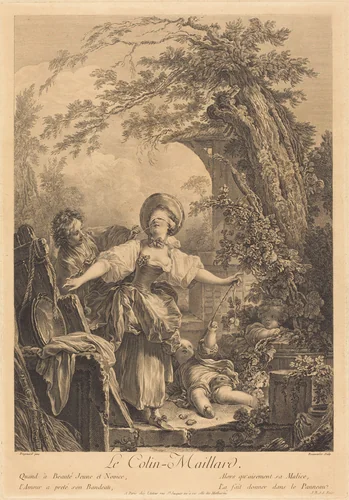 Colin Maillard by Jacques-Firmin Beauvarlet; Jean Honoré Fragonard, print, 1760