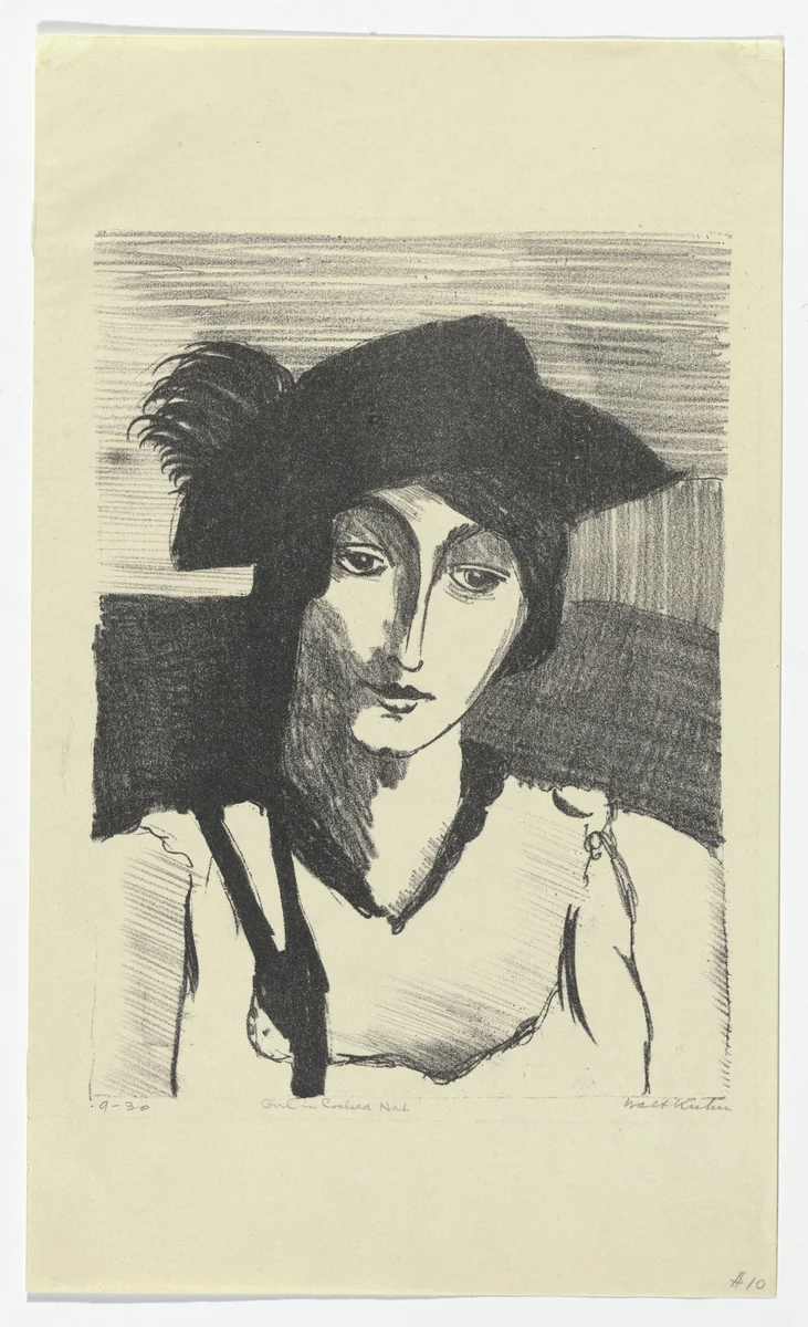 Girl in Cocked Hat by Walt Kuhn, print, 1925