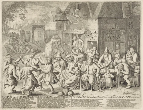 Brassende bedelaars by Pieter Serwouters, print, 1713-1715