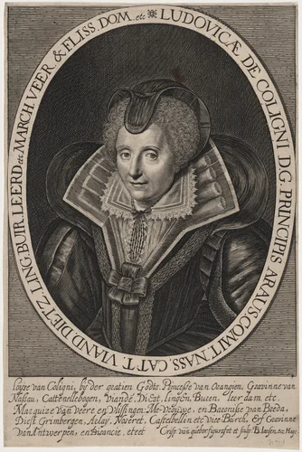 Louise de Coligny, Fourth Wife of William I of Orange by Crispyn van den Queboorn, print, 1604-1652