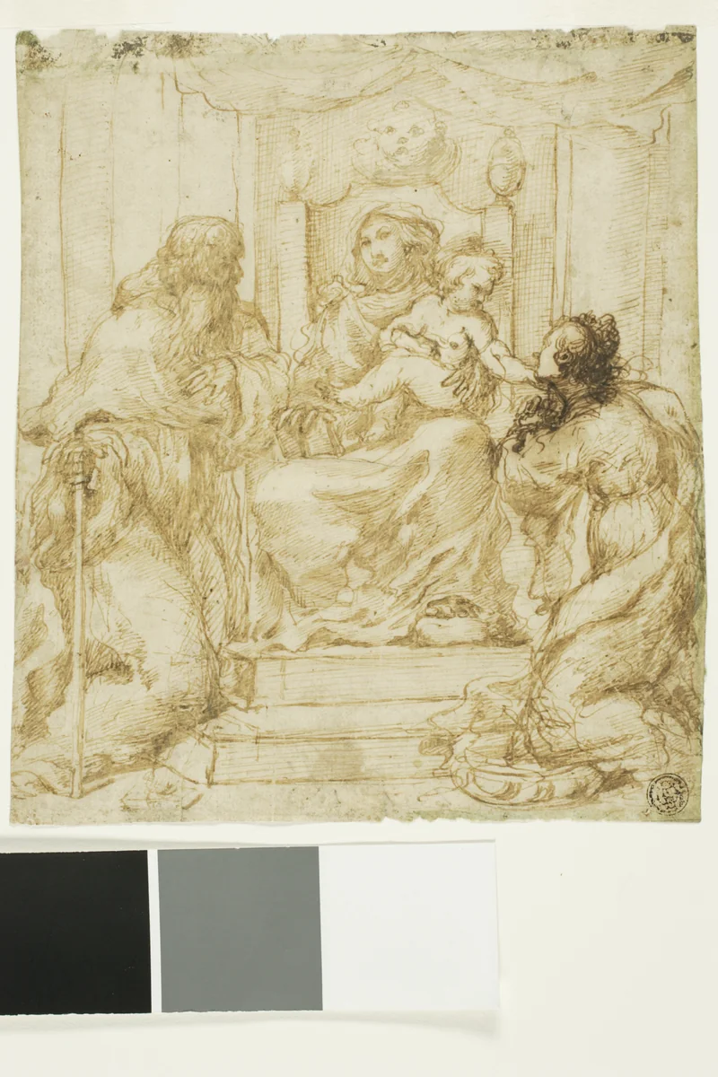 Virgin and Child with Saints Jerome and Catherine by Pietro Faccini, drawing, 1580-1602