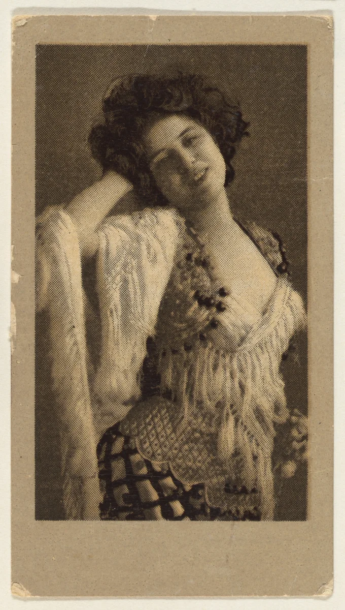 Portrait of a woman, half-length, from the "Girls" series (T66), issued with Hunter Dog Cigarros by S. Monday & Sons by S. Monday & Sons, print, 1895-1905