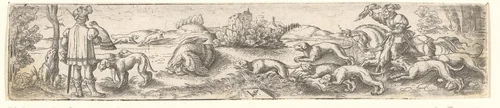 Vogeljacht met valken by Unknown, print, 1524-1562