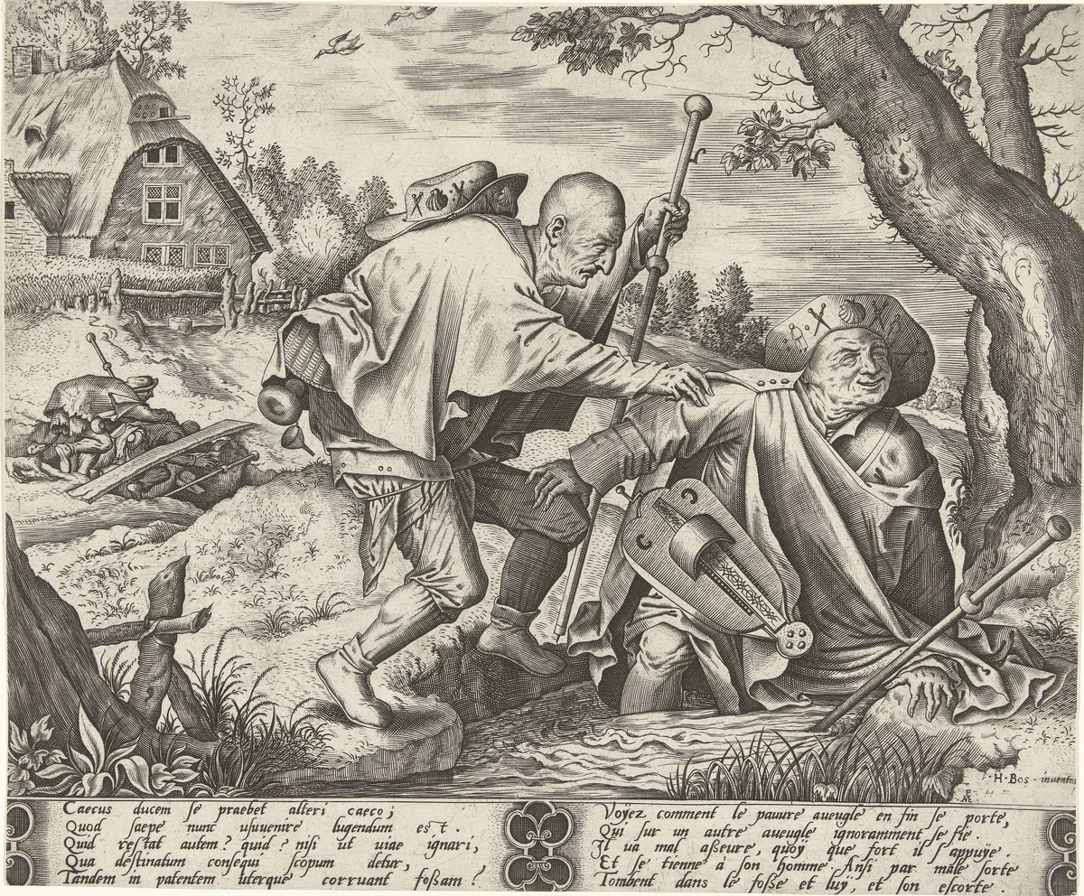 Parabel van de twee blinden by Unknown, print, 1540-1570