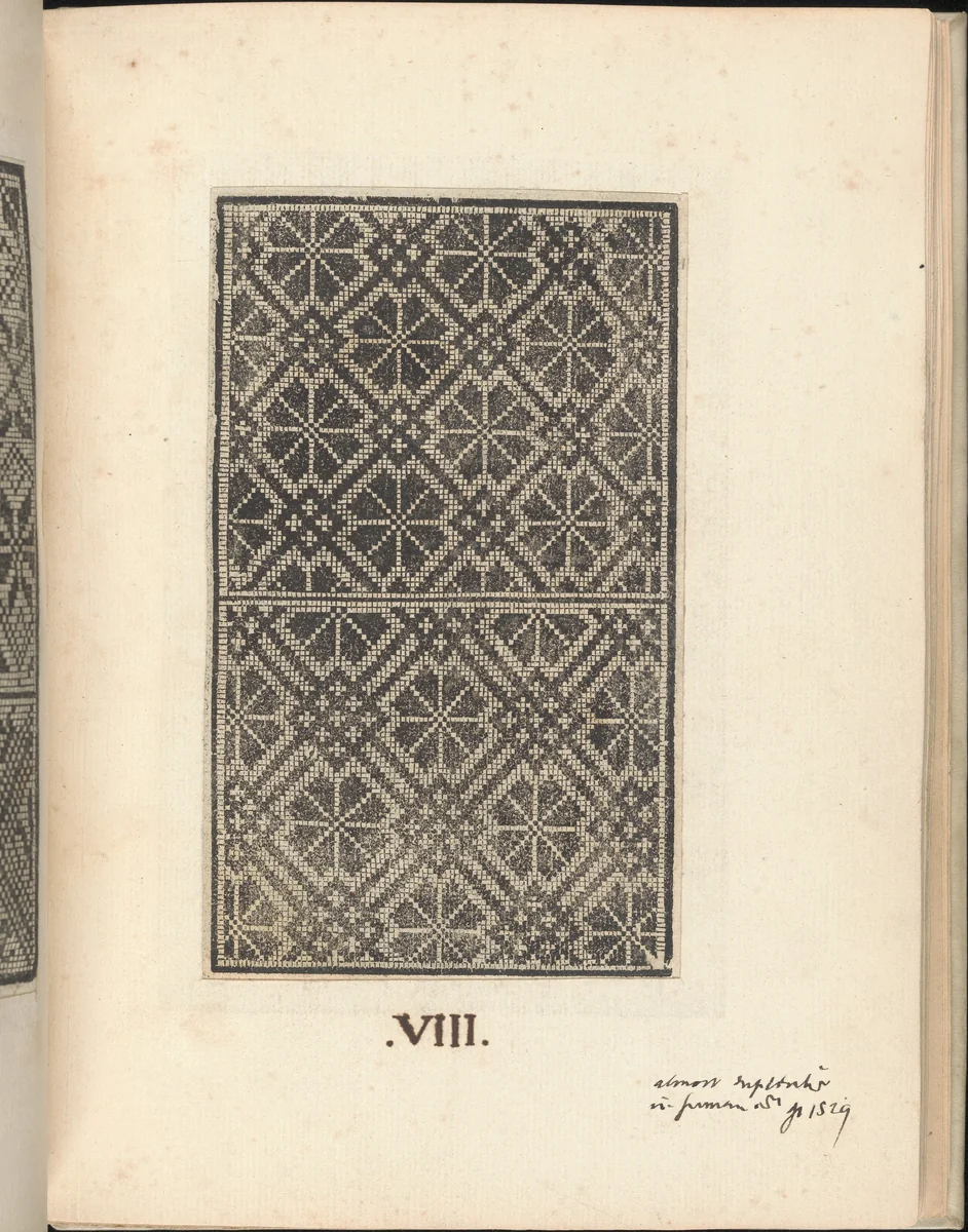 Esemplario di lavori, page 8 (recto) by Nicolò Zoppino, book, 1529